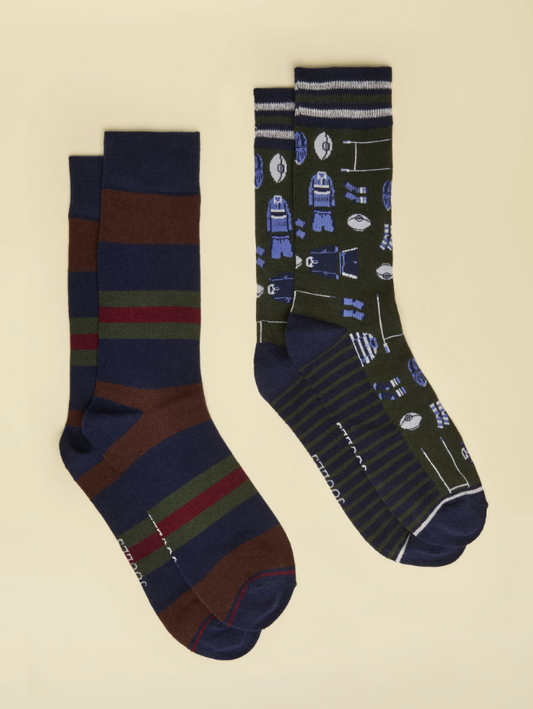 Joules Kingsbury Green Rugby Socks 2 Pack