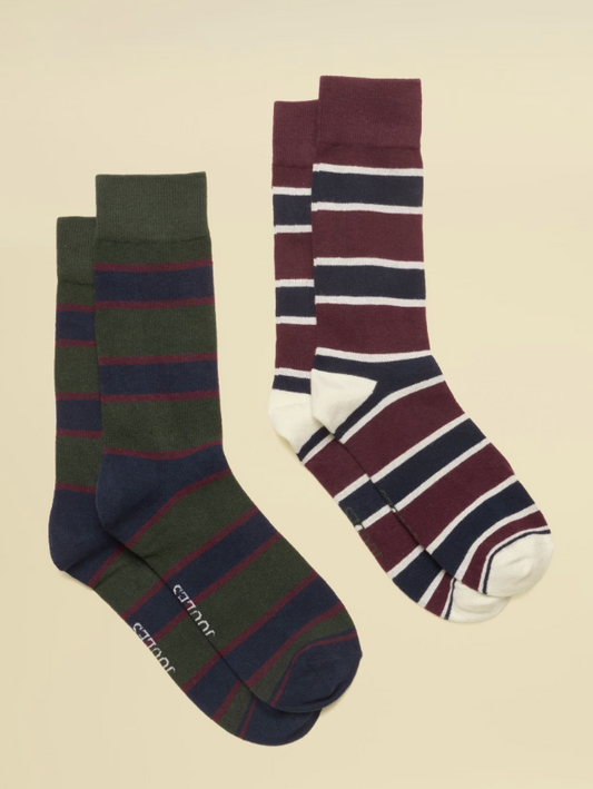 Joules Kingsbury Green Stripe Socks 2 Pack