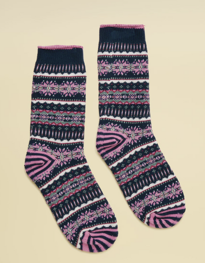 Joules Lucille Fair Isle Socks Navy