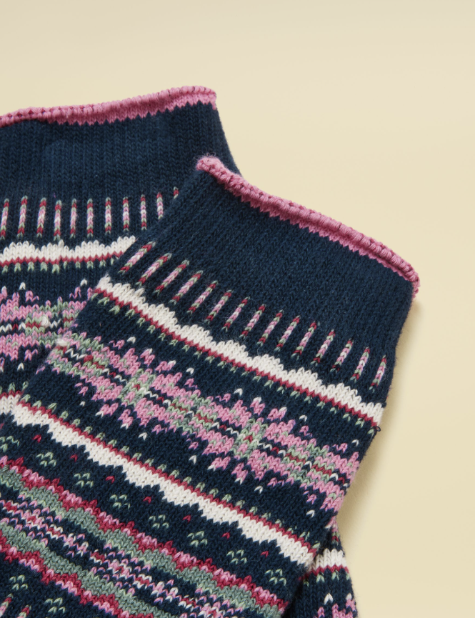 Joules Lucille Fair Isle Socks Navy