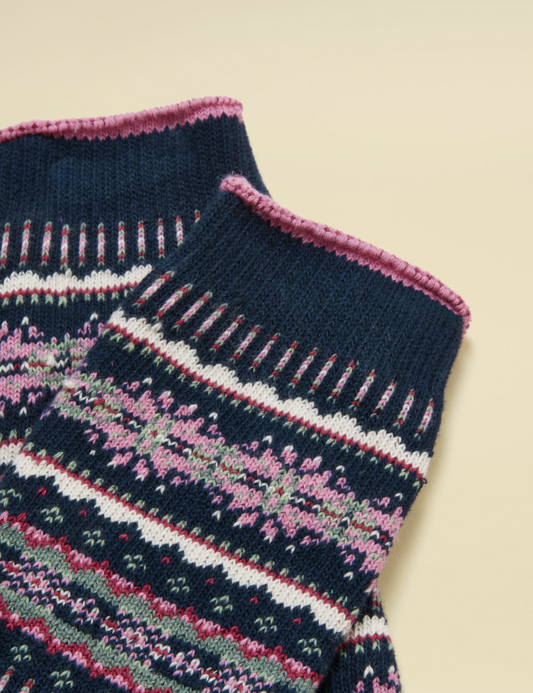 Joules Lucille Fair Isle Socks Navy