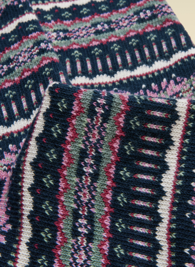 Joules Lucille Fair Isle Socks Navy