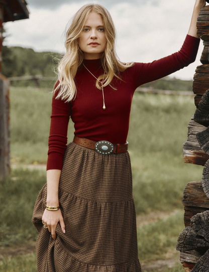 Joules Seamless Knitted Slim Fit Top Burgundy Red