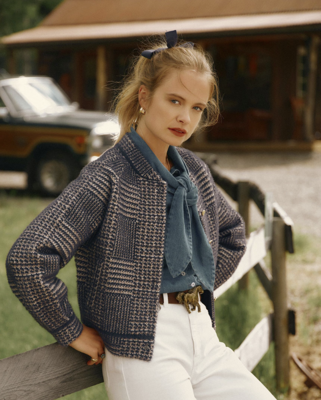 Joules Soft Touch Patterned Knitted Jacket Navy