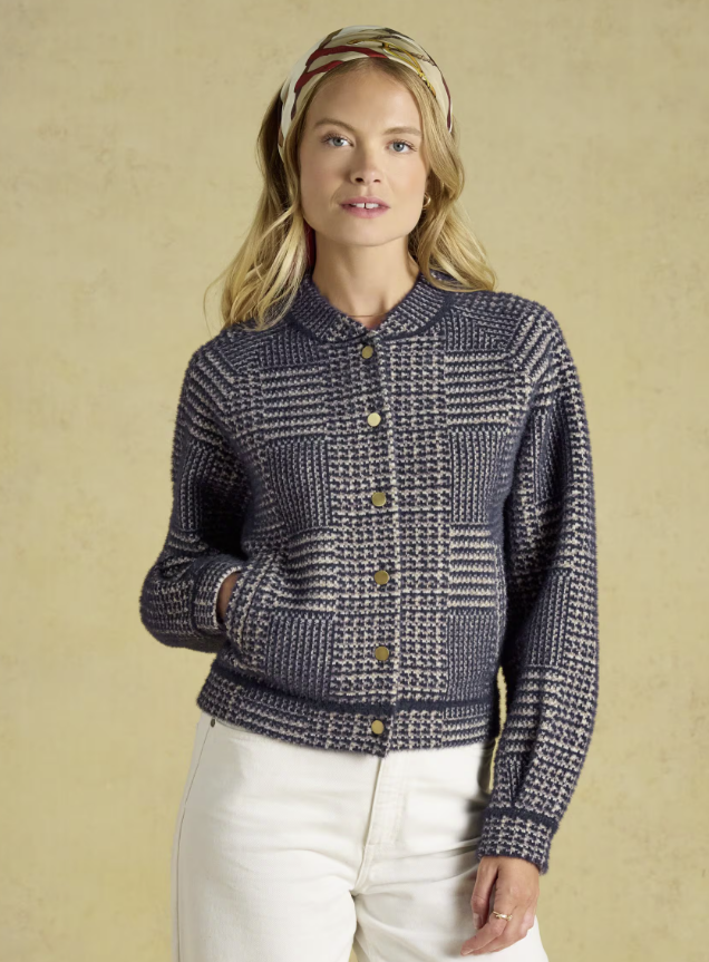 Joules Soft Touch Patterned Knitted Jacket Navy