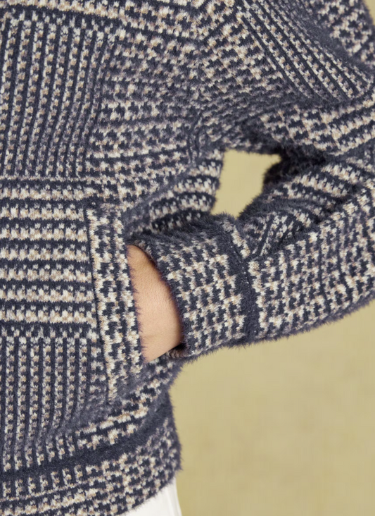 Joules Soft Touch Patterned Knitted Jacket Navy