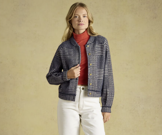 Joules Soft Touch Patterned Knitted Jacket Navy