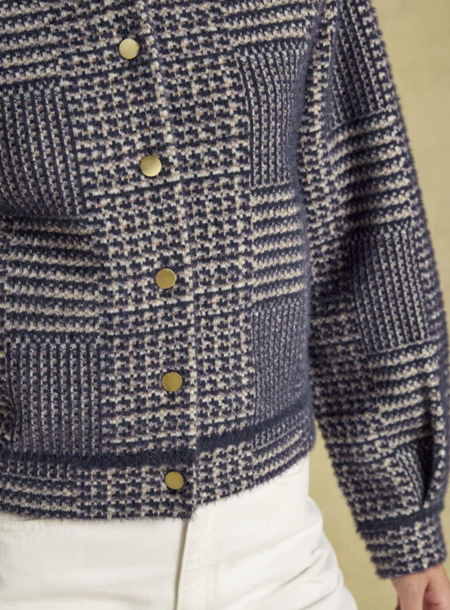 Joules Soft Touch Patterned Knitted Jacket Navy