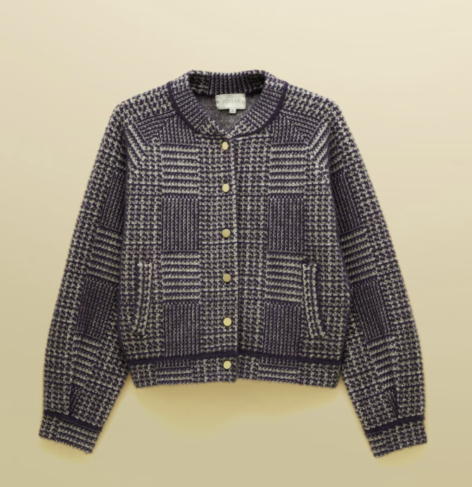 Joules Soft Touch Patterned Knitted Jacket Navy