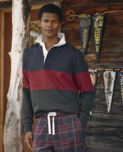 Joules French Rib Rugby Sweatshirt Green & Navy