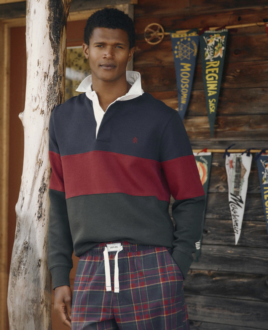 Joules French Rib Rugby Sweatshirt Green & Navy