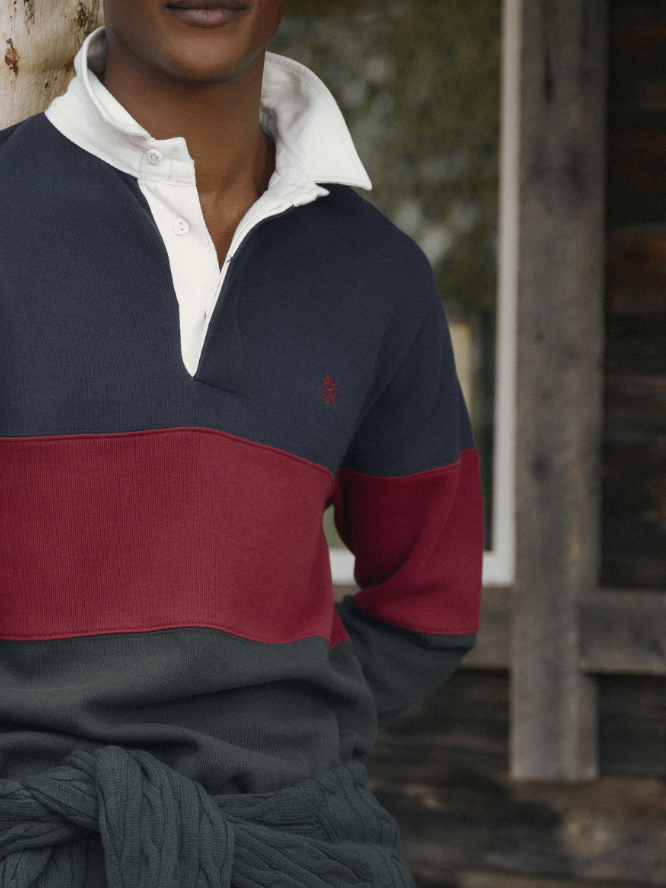 Joules French Rib Rugby Sweatshirt Green & Navy