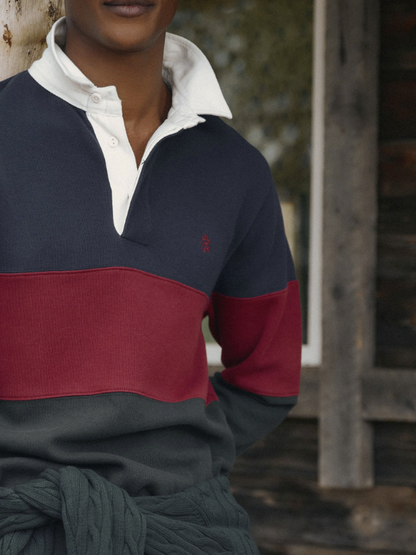 Joules French Rib Rugby Sweatshirt Green & Navy