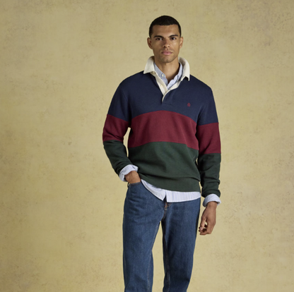 Joules French Rib Rugby Sweatshirt Green & Navy