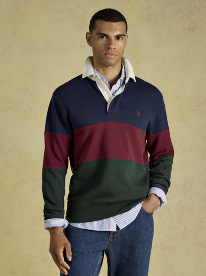 Joules French Rib Rugby Sweatshirt Green & Navy