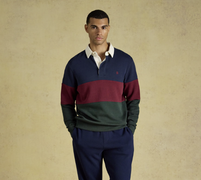 Joules French Rib Rugby Sweatshirt Green & Navy