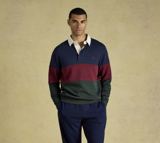 Joules French Rib Rugby Sweatshirt Green & Navy
