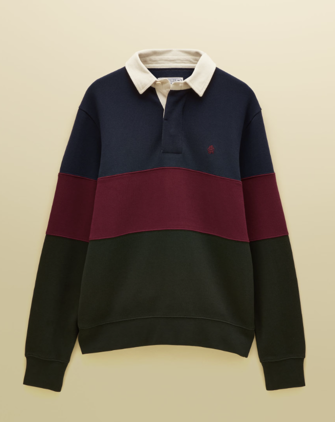 Joules French Rib Rugby Sweatshirt Green & Navy