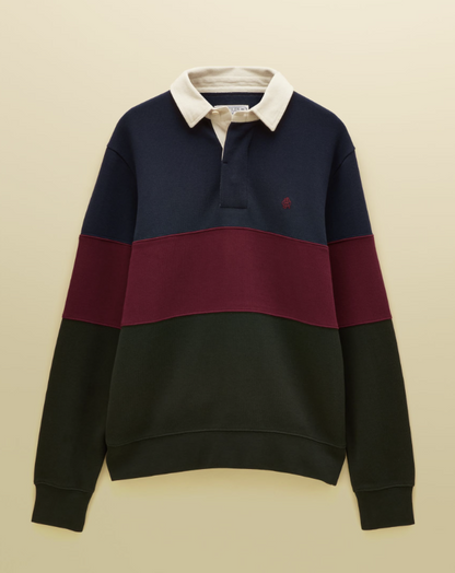 Joules French Rib Rugby Sweatshirt Green & Navy