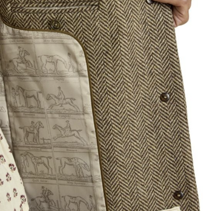 Joules Nehru Tweed Fitted Gilet Brown
