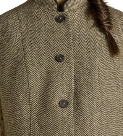 Joules Nehru Tweed Fitted Gilet Brown