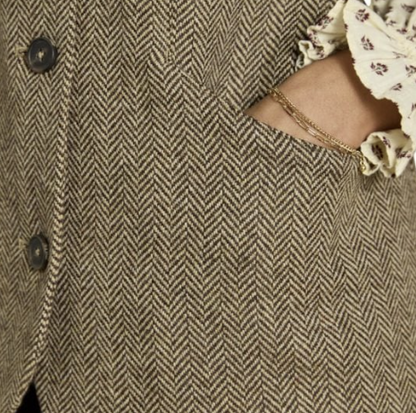Joules Nehru Tweed Fitted Gilet Brown