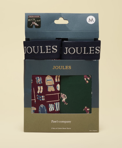 Joules Crown Joules Ruck and Roll Themed Boxer Shorts - 2 Pack
