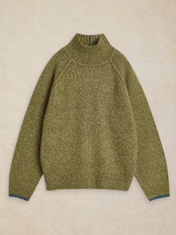 White Stuff Talia Nep High Neck Jumper Mid Green
