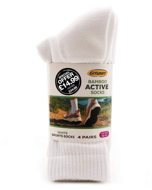 Grisport Bamboo 4 Packs Sport Socks White