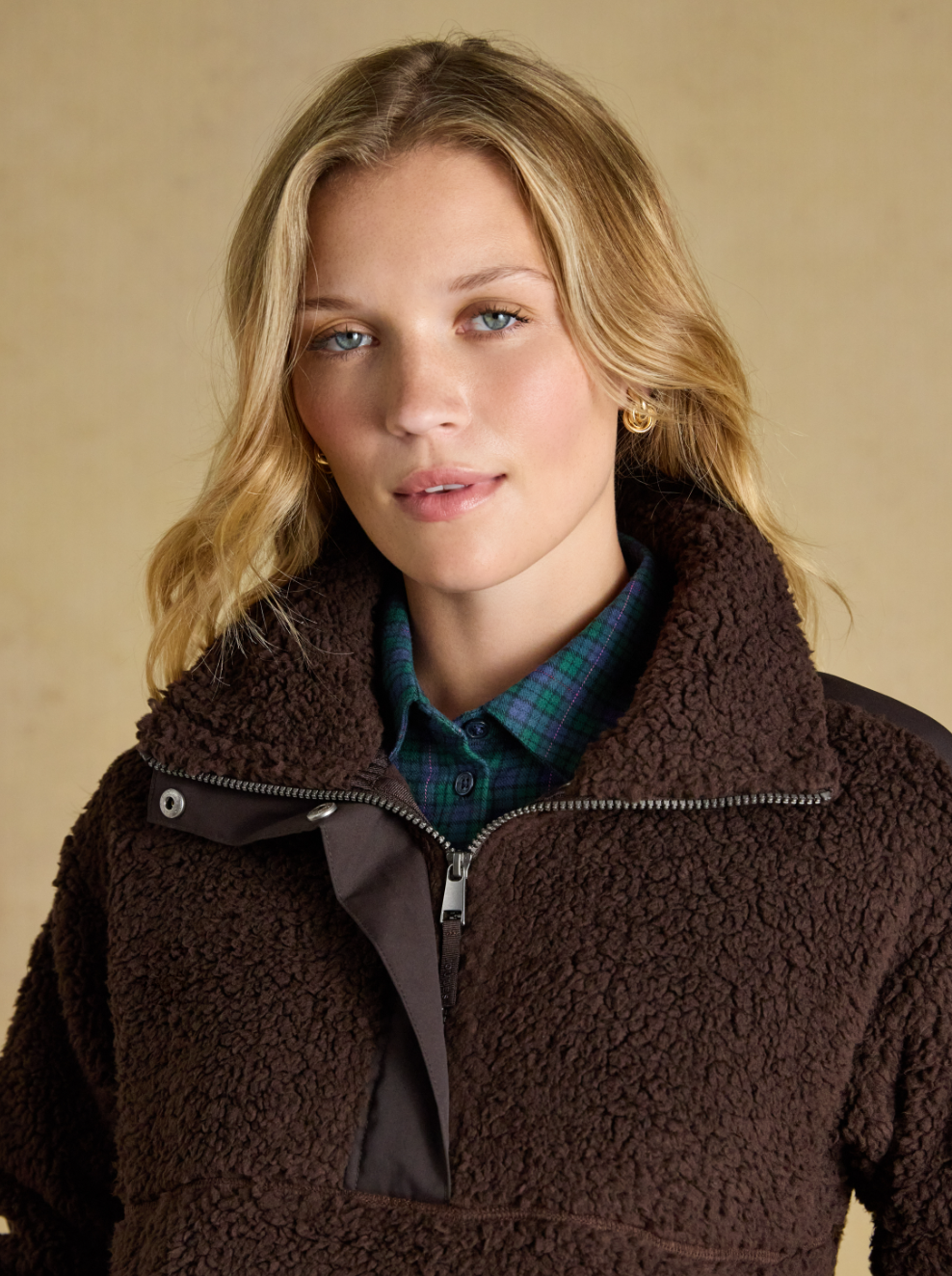 Joules Tilly Borg Fleece Chocolate Brown