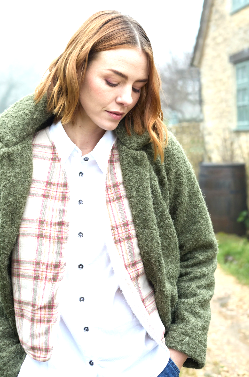 Lily & Me Sycamore Jacket Plain Boucle Olive