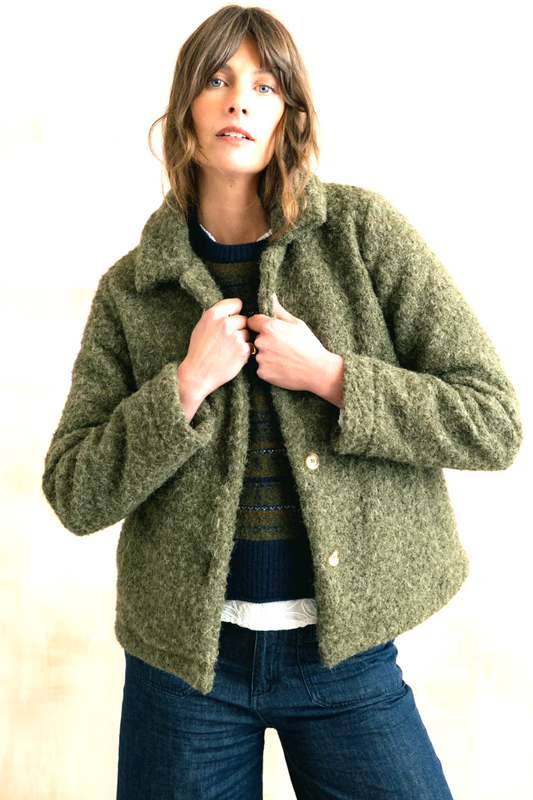 Lily & Me Sycamore Jacket Plain Boucle Olive