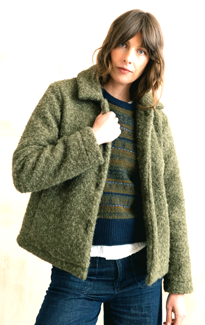 Lily & Me Sycamore Jacket Plain Boucle Olive