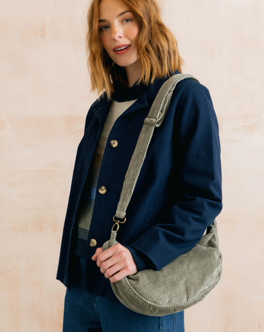 Lily & Me Jumbo Cord Cross Body Bag Sage
