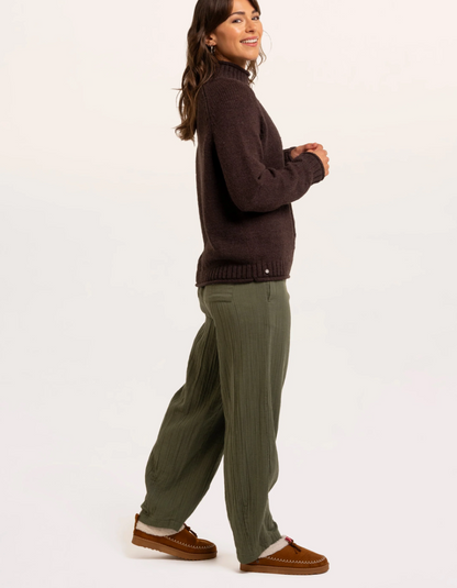 Brakeburn Agnes Stitch Knitted Roll Neck Jumper Brown