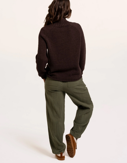 Brakeburn Agnes Stitch Knitted Roll Neck Jumper Brown