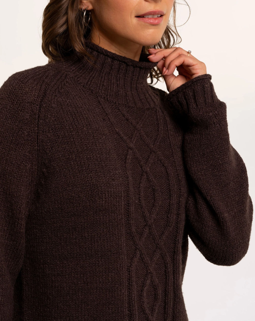 Brakeburn Agnes Stitch Knitted Roll Neck Jumper Brown