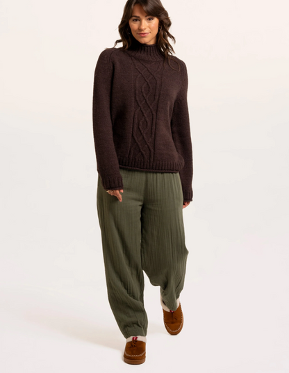 Brakeburn Agnes Stitch Knitted Roll Neck Jumper Brown