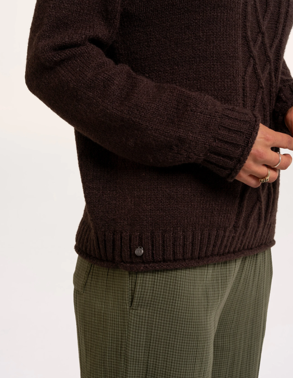 Brakeburn Agnes Stitch Knitted Roll Neck Jumper Brown