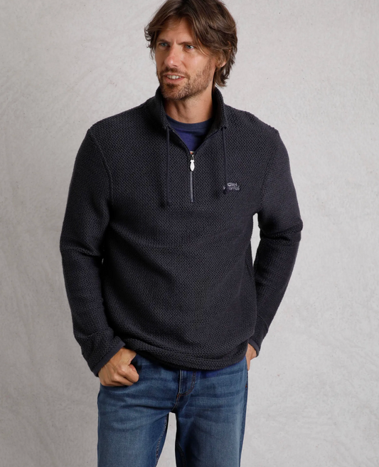 Weird Fish Cruiser 1/4 Zip Macaroni Top Navy