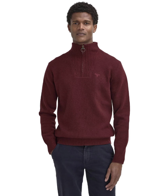 Barbour Essential Wool Half Zip Sweater Ruby