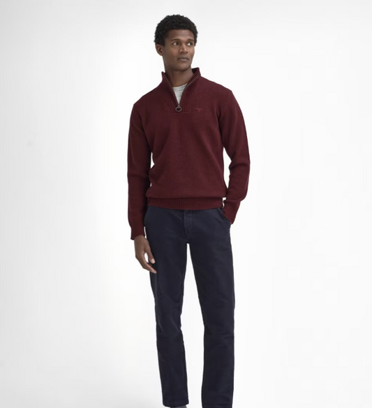 Barbour Essential Wool Half Zip Sweater Ruby