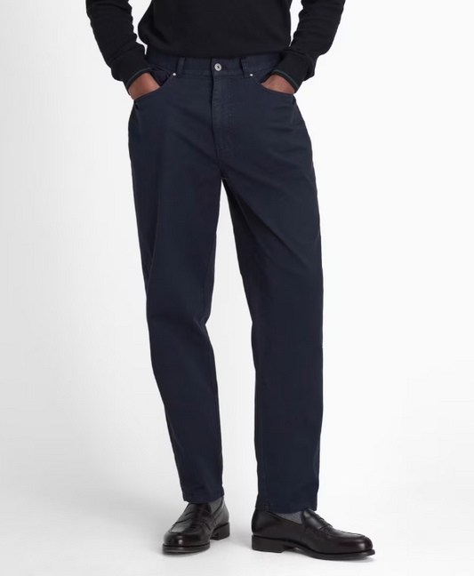 Barbour Washed Stretch Twill Relaxed Fit Trouser Navy