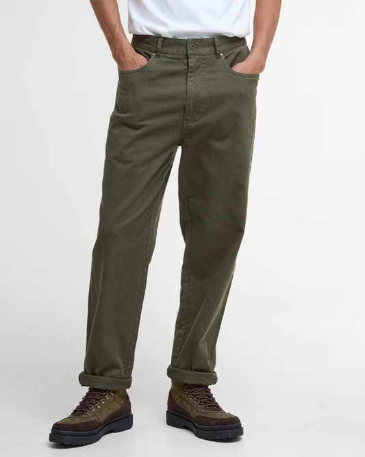 Barbour Washed Stretch Twill Regular Fit Trouser Forest
