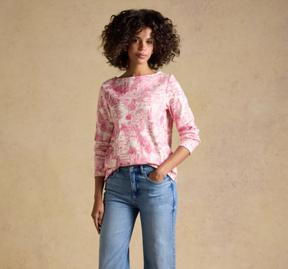 Joules Harbour City Toile Printed Top Pink