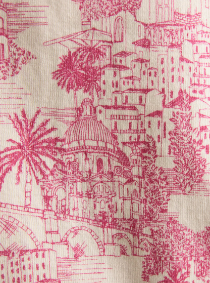 Joules Harbour City Toile Printed Top Pink
