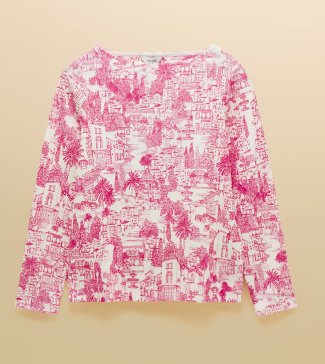 Joules Harbour City Toile Printed Top Pink