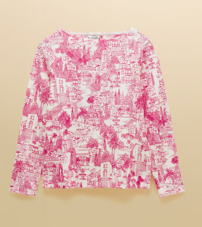 Joules Harbour City Toile Printed Top Pink