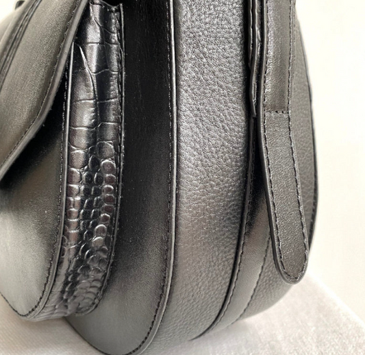 Barkworth Reeve Belton Leather Saddle Bag Black