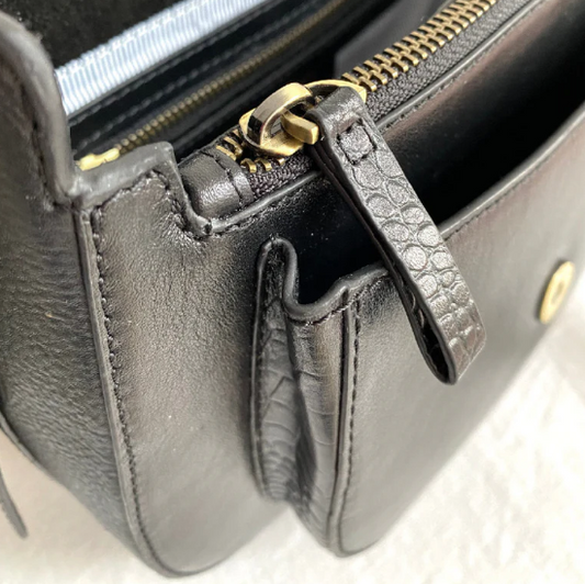 Barkworth Reeve Belton Leather Saddle Bag Black